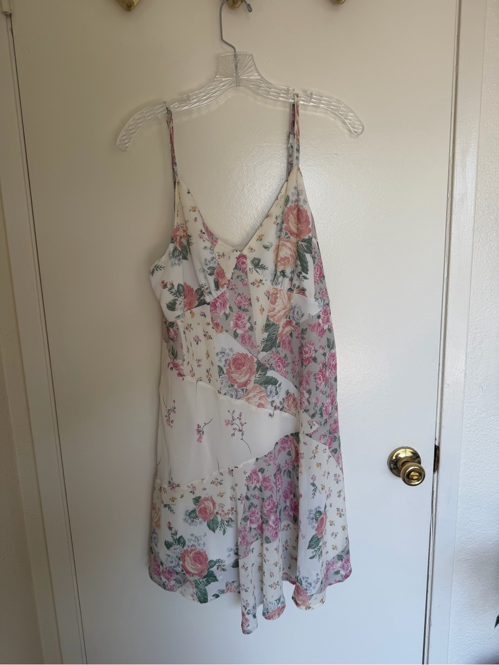 Target Floral Mini Dress in White with Pink and Green Roses
